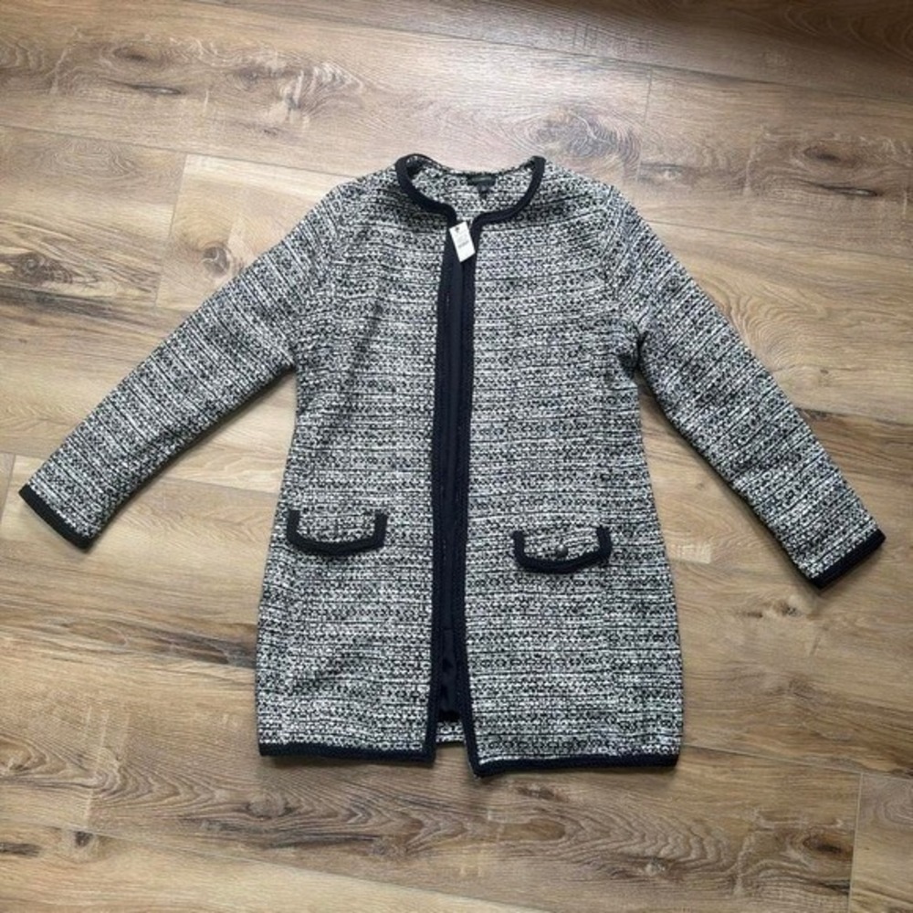 NWT Talbots Tweed Knit Blazer Cardigan Women Small Pockets Office Old Money